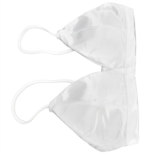 Women's Satin Wireless Triangle Bralette Deep V Neck, One Size, White