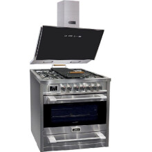 Cuisinière à gaz - Kaiser - HGE 93505 S - 5 foyers - Four électrique multifonctions - Hotte 90 cm