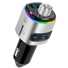 Kabelloser FM-Radio-Adapter fürs Auto, Bluetooth-FM-Transmitter, QC3.0-Schnellladefunktion, HiFi-Bass-Sound, 7-farbige LED-Hintergrundbeleuchtung,