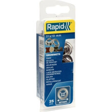 Rapid 5000412 Grommets 10 x 21mm 25 + Metal Anvil & Hammer