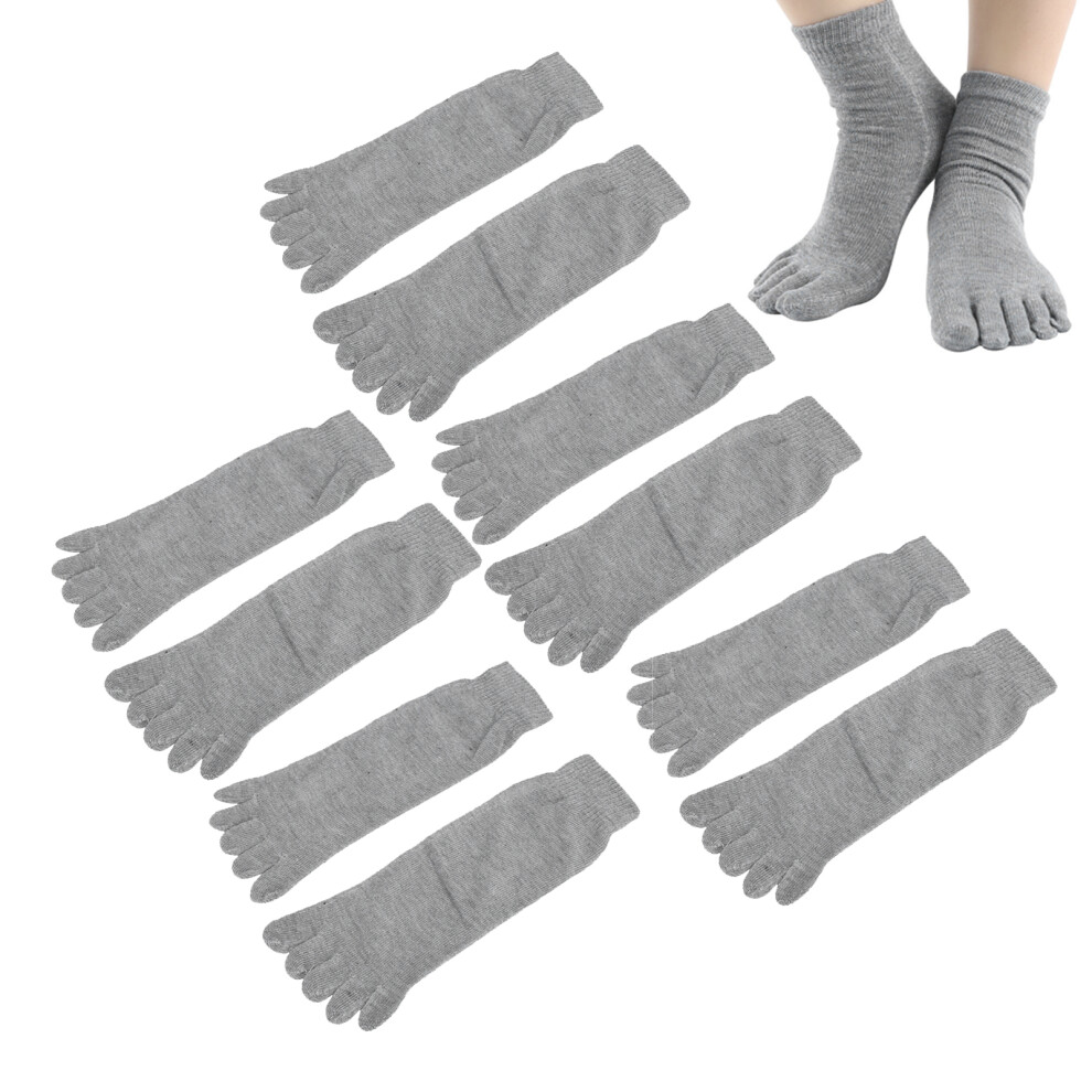 Gray 5 Pairs Toe Socks For Men Breathable Five Finger Socks Odor Control