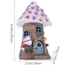 Fairy Garden House Solar Garden Statues Sculpture Miniature Figurine Treehouse Decor Lawn Yard Ornaments Decoration