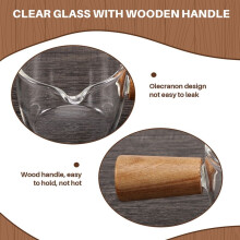 2PCS Transparent Glass Creamer with Wooden Handle, Coffee Milk Creamer Pitcher. 50Ml
