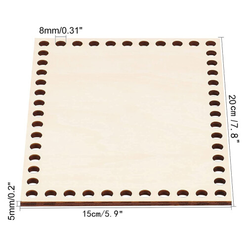 Fundo de Cesta de Madeira Natural de 7,8 X 5,9 Polegadas, Base de Madeira de Cesta de Crochê em Branco Retangular para Suprimentos de Cestaria DIY 1
