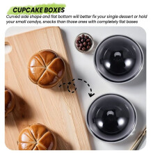 50 Pack Clear Plastic Cupcake Container, Individual Packaging Treat Boxes with Dome Lids for Muffin Macaron
