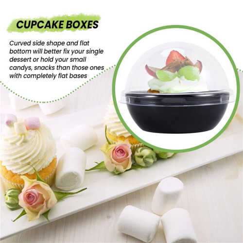 50 Pack Clear Plastic  Cupcake Container, Individual Packaging Treat Boxes with Dome Lids for  Muffin Macaron 2