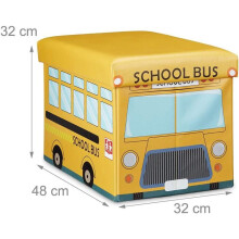 Coffre de brinquedos sintético com tampa e banquinho puff infantil dobrável amarelo 13_0000781_4