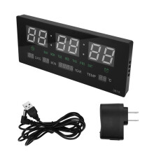 LED Perpetual Calendar Electronic Clock Digital Wall Clock Alarm Hourly Chiming Temperature Table Clocks Home Green