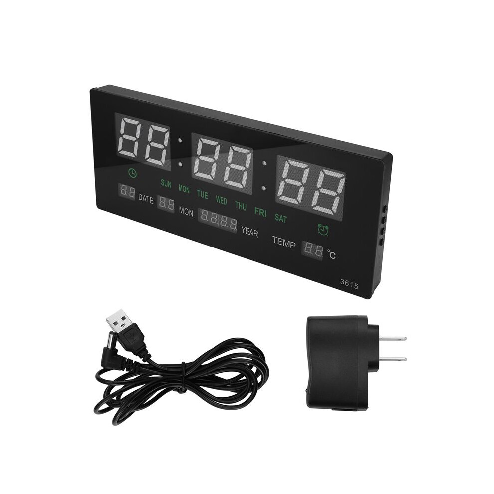 Led Perpetual Calendar Electronic Clock Digital Wall Clock Alarm Hourly Chiming Temperature Table Clocks Home Green 4713004306318