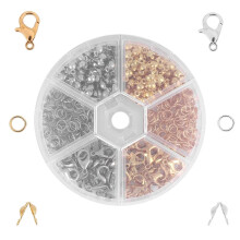 450Pcs/Box Jewelry Making Kits Lobster Clasp Open Jump Rings End Crimps Beads Box Handmade Bracelet Necklace Findings
