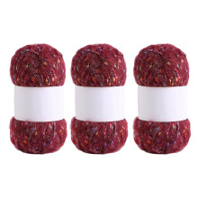 3 Rollen Häkelgarn, Strickgarn, Regenbogenfarben,-Burgund