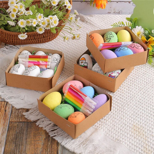 6 Pcs Easter DIY Hand-Painted Eggs 2024 Cartoon Eggs Children's Handmade Gift Easter Egg Painting Kit-B 1
