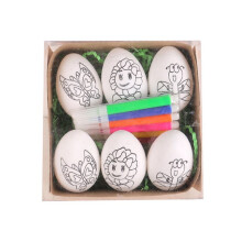 6 PièCes Oeufs de Pâques Bricolage Peints à la Main 2024 Oeufs de Dessin Animé Cadeau Fait Main pour Enfants Kit de Peinture D'Oeufs de Pâques-D