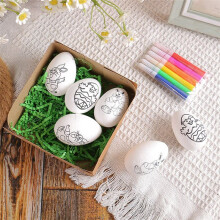 6 PièCes Oeufs de Pâques Bricolage Peints à la Main 2024 Oeufs de Dessin Animé Cadeau Fait Main pour Enfants Kit de Peinture D'Oeufs de Pâques-C
