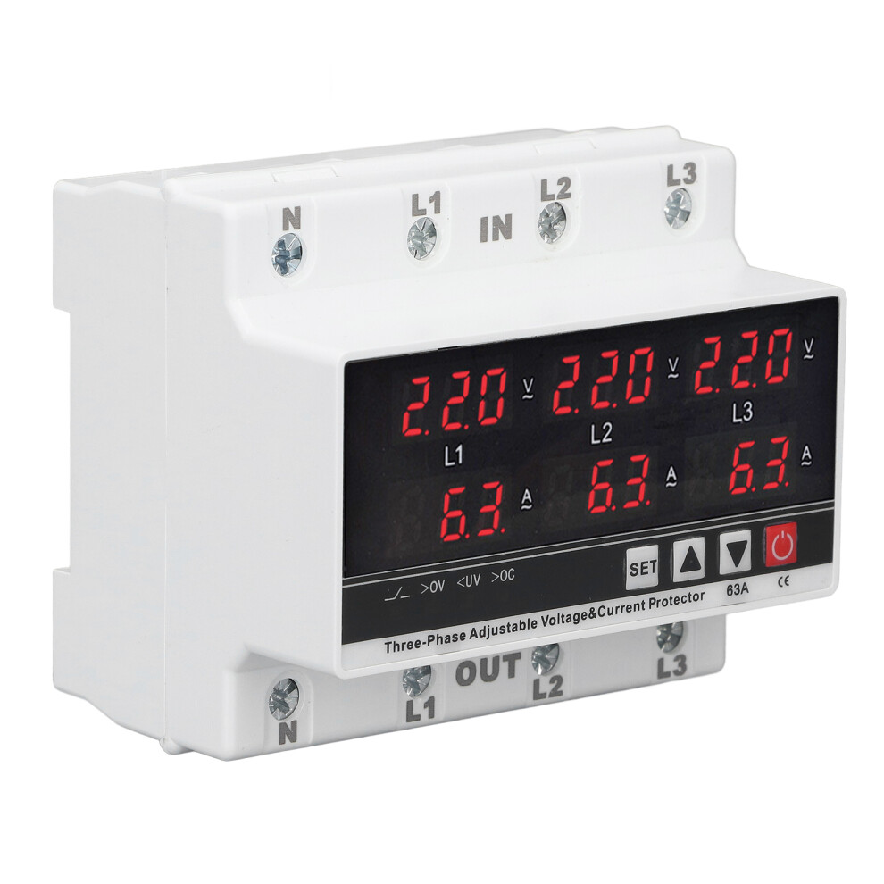 Din Rail 63A Voltage Protector 3-4 Wire Over/Under Voltage Guard 8401369949085