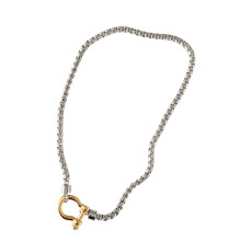 Collier à fermoir mousqueton en acier-Chaîne couleur acier aller