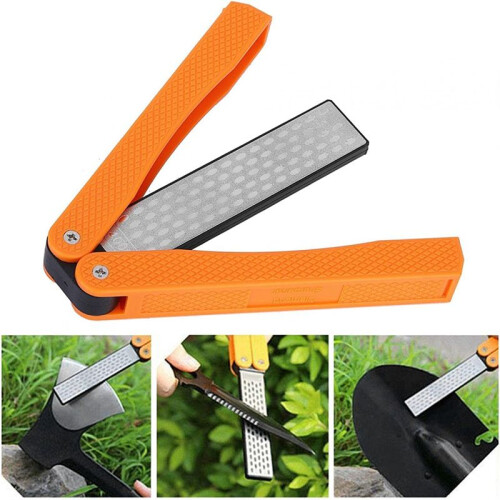 Double Sided Diamond Sharpener, Handheld Fine Coarse Diafold Blades Sharpening Stone 400/600 Grit Black 2
