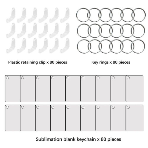 240Pcs Sublimation Keychain Blanks Double Sides Include 80  Sublimation Keychains Blank with 160 Rings and Clips 1
