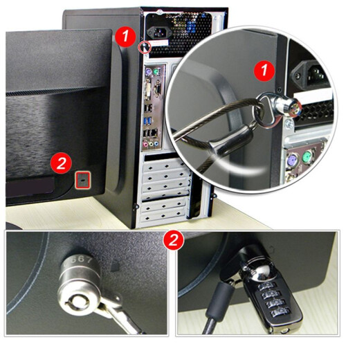 Desktop Computer Lock Computer Case Lock Anti-Theft Lock for Internet Cafe Office Management Lock 2