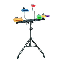 Jam Block Musical Percussion Instrument Latin Drum Instrument Dual Mounted Bell for Percussion Musical (Red-Yellow)