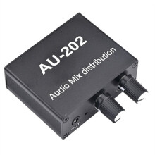 AU-202 Stereo-Mixer mit 2 EingäNgen und 2 AusgäNgen, Audioverteiler für KopfhöRer, Externer LeistungsverstäRker, LautstäRkeregelung Allein