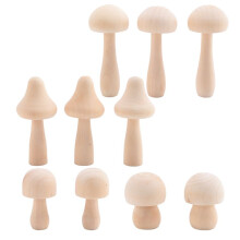 10 Pieces Sizes Unfinished Wooden Mushroom Unpainted Wooden Mushroom for Arts and Crafts Projects Decoration