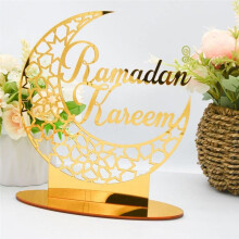 1 Stks Acryl Eid Mubarak Tafel Decoratie, Ramadan Maan Nachtlampje, Ramadan Mubarak Decoratie, Maan Ster Ramadan