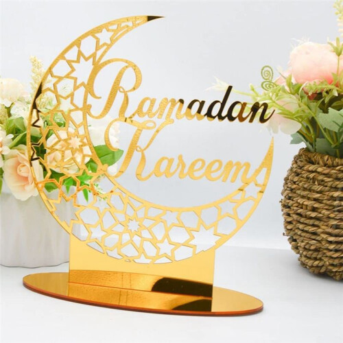 1Pcs AcríLico Eid Mubarak DecoraçãO de Mesa, Ramadan Moon Night Light, Ramadan Mubarak DecoraçãO, Estrela da Lua Ramadan