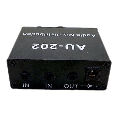 AU-202 2 Input 2 Output Stereo Mixer Audio Distributor for Headphone External Power AMP Volume Alone Control 2