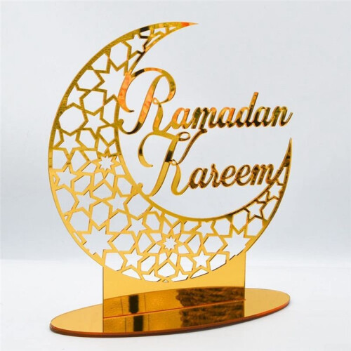 1Pcs AcríLico Eid Mubarak DecoraçãO de Mesa, Ramadan Moon Night Light, Ramadan Mubarak DecoraçãO, Estrela da Lua Ramadan 2