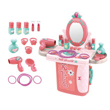 Coiffeuse pour filles avec miroir magique, portes à ouverture automatique, lumières et musique, idéale pour les jeux d'imitation. Table de