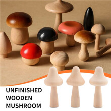 10 Pieces Sizes Unfinished Wooden Mushroom Unpainted Wooden Mushroom for Arts and Crafts Projects Decoration