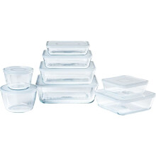 Set aus 8 Aufbewahrungsschalen - PYREX - Cook &amp; Freeze - Glas - Rechteckig - Spezieller Gefrierdeckel