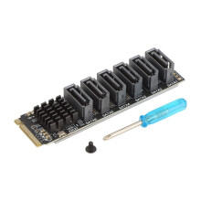 M.2 to SATA3.0 Adapter Card, PCB 6Gbps High Speed ASM1166 M.2 PCIE to Expansion Card Support 6 Devices