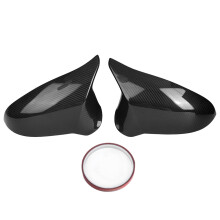 BMW Mirror Cover Set With Carbon Fiber Texture, Glossy Black Finish High-Quality ABS Snap On Installation Heat And UV Protection Side Mirror Housing
