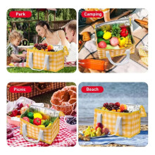Isoleertas Picknickmand Zakken Strandtas Opvouwbare Koeltas Herbruikbaar met Ritssluiting - voor Warme of Koude Picknick Geel