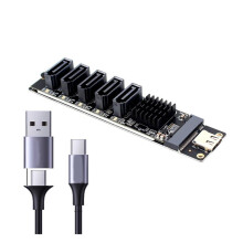 TYPE-C para SATA3.0 5 Portas Adaptador Conversor Cartão 6Gbps USB10G JM575+JMS580 para Expansão SSD HDD
