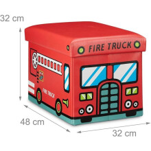 Coffre dei giocattoli sintetico con coperchio, sgabello pouf bambini pieghevole rosso 13_0000781_3