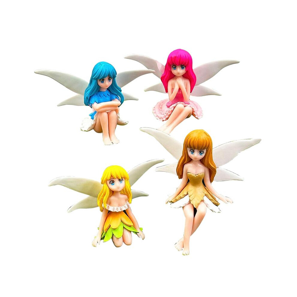 Torribaly Miniature Fairy Figurines - 4Pcs Small Flower Fairies Ornaments Resin Fairy Figurines Tiny For Fairy Garden Decor