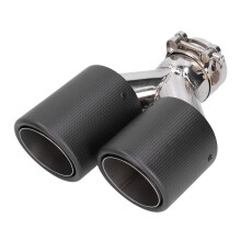 Ponteira de escapamento dupla com som encorpado, charme esportivo para o carro, acabamento em fibra de carbono brilhante, design exclusivo e moderno,