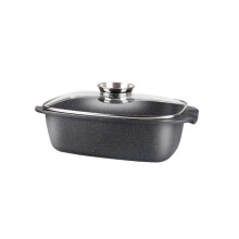 Braisière - 35 cm - Revestimiento antiadherente efecto piedra - Compatible con todos los fuegos - Negro