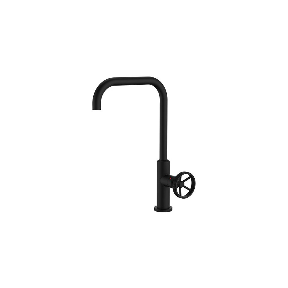 Edouard Rousseau - Industrial Sink Mixer - Black (Red Handle Included) 3047404061500