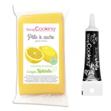 Gluten-free yellow fondant lemon flavor 250 g + Black icing pen