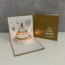 (E) Three-dimensional Birthday Card Cake Small Card Printing Photo Special Gift