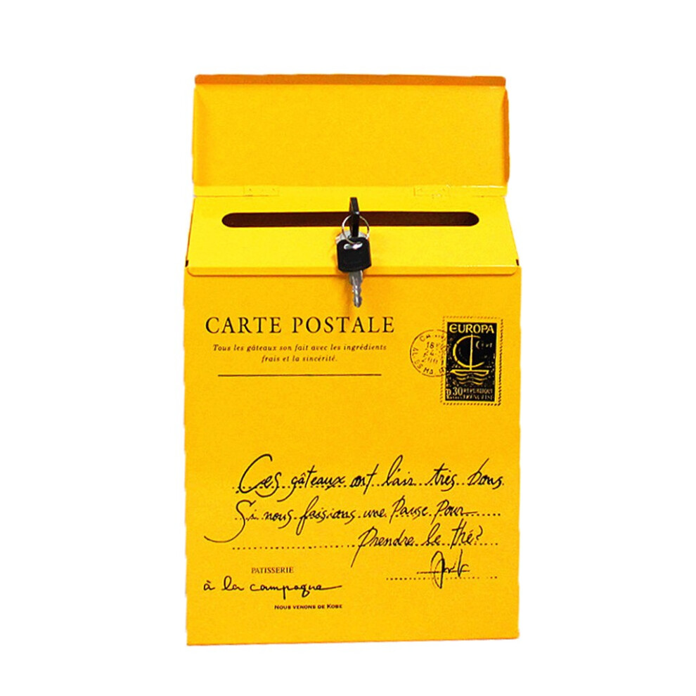 (Yellow) Vintage Wall Mount Mailbox Mail Postal Letter Newspaper Box 6094169460878