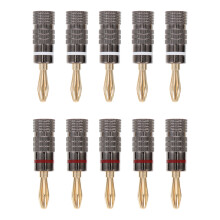 30Pièces Fiches Banane Cuivre Doré Audio Haute Fidélité Multicolores