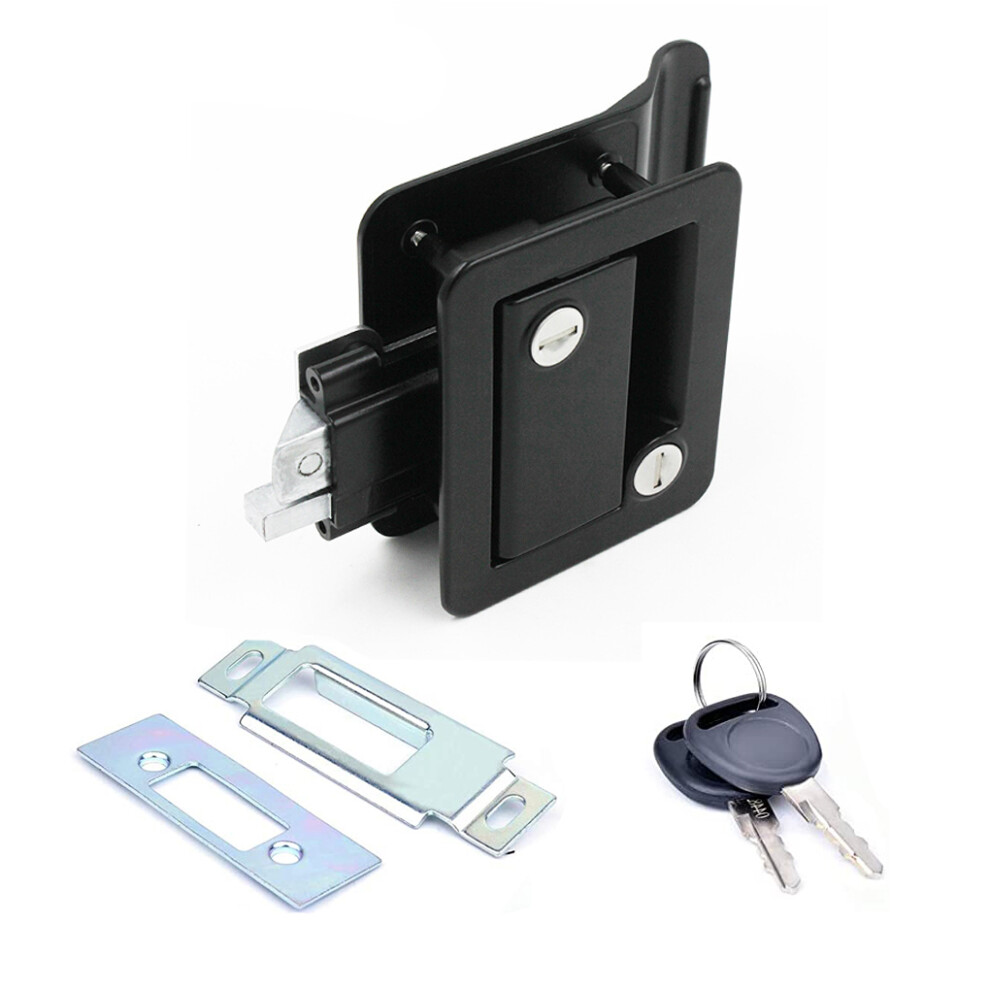 (Black) Rv Door Lock Entry Zinc Alloy Latch Anti-Theft Trailer Inside Outside Black 5759983894001