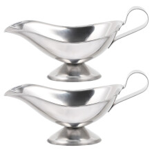 6Pcs Stainless Steel Sauce Boats Silver Gravy Pitchers with Spout