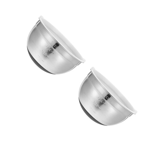 2Pcs Stainless Steel Egg Beating Bowl with Silicone Base and Lid 2