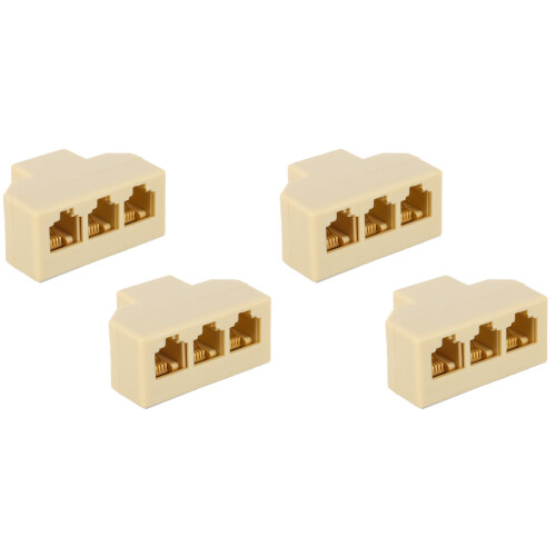 4Pcs Compact Rj11 Three Way Phone Line Splitter Copper Adapter 2